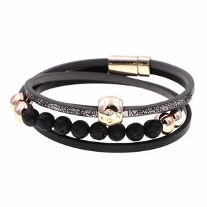 Rubber Bracelet with stones and gold accent magnetic clasp
